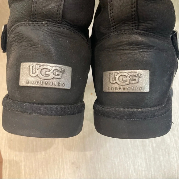 UGG Sz 6 Sutter  Water Resistant Mid-Calf Moto Leather Sheerling Lined Boots - Picture 8 of 11